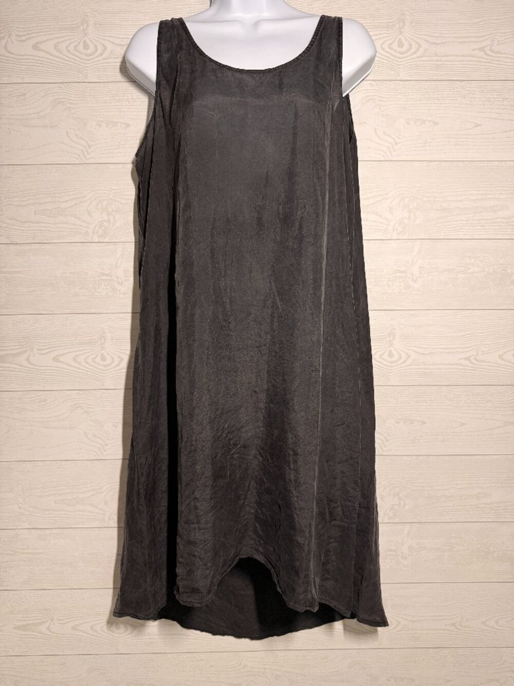 Eileen Fisher Black 100% Silk Semi-Sheer Slip Dress Layering Underdress
